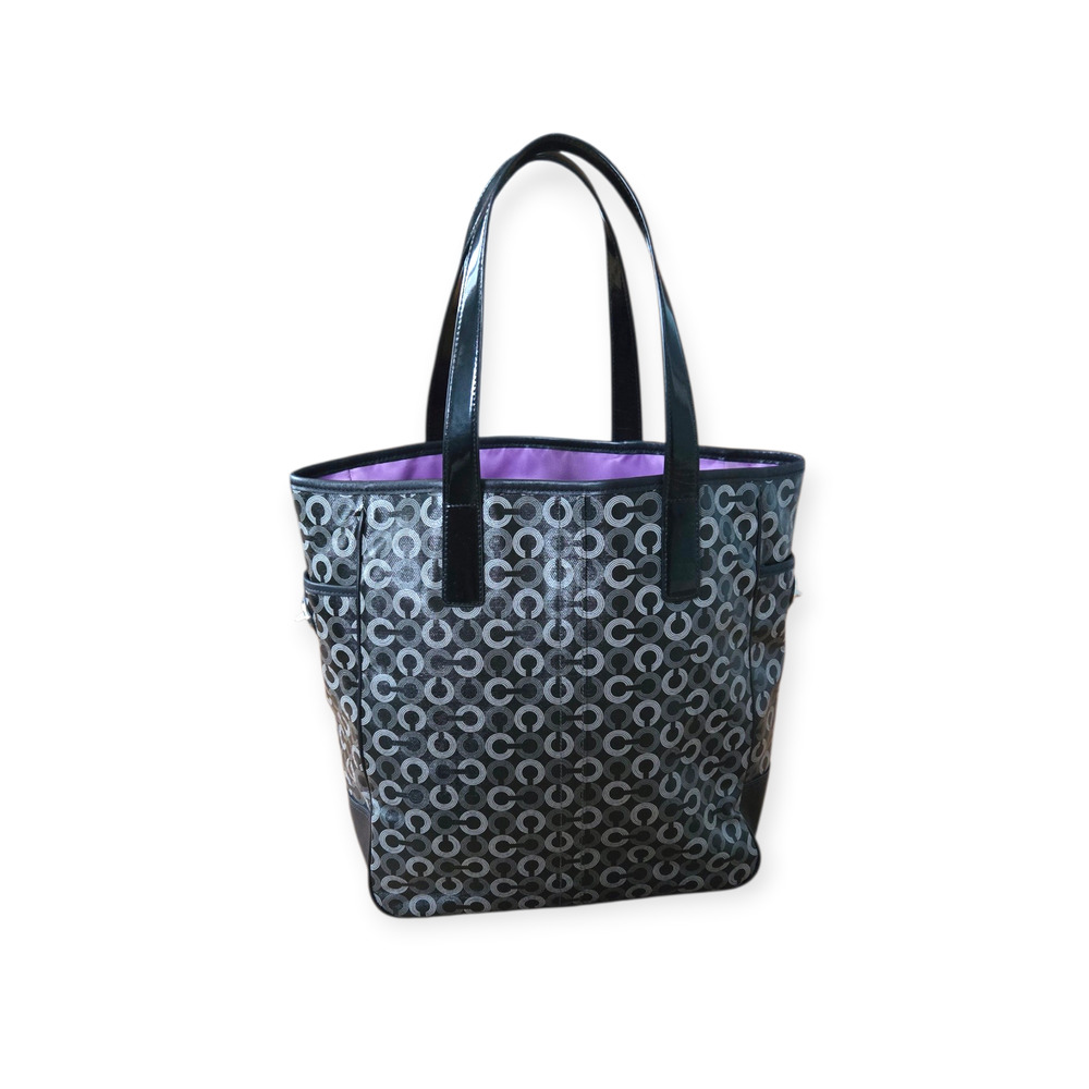 Coach Waverly Vintage Dot OP Art Coated Canvas Tote Bag Rare - Picture 2 of 8